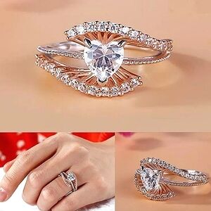 CLEARANCE*NWOT* Exquisite Rose Gold White Zircon Heart Ring